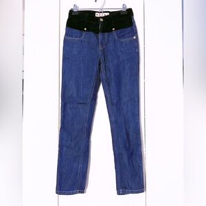 Marni Linen Blend Velvet Waist Cropped Jeans Denim